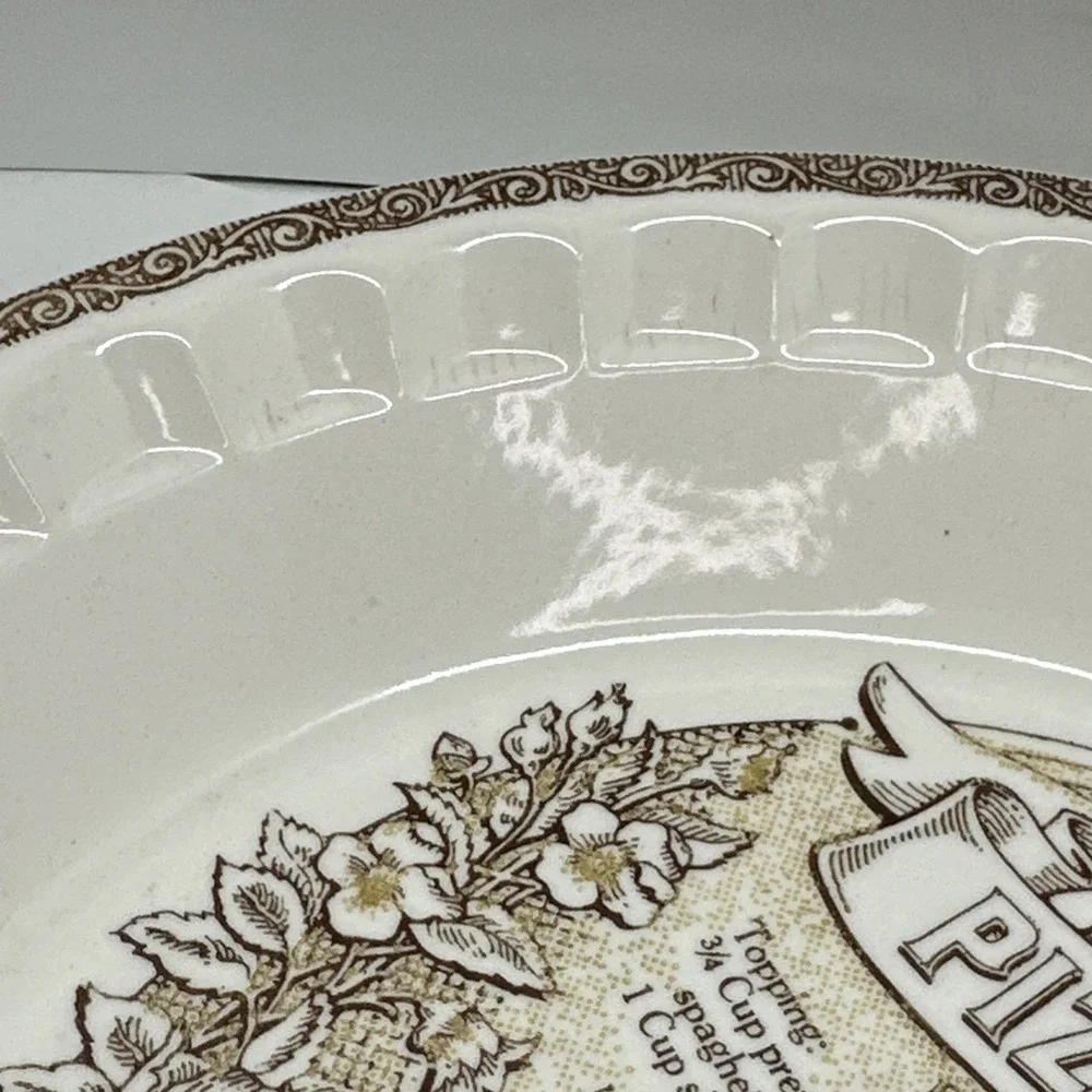 Vintage Royal China Deep Dish Pizza Di Casa Pie Recipe Ceramic Baking Plate READ